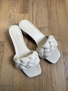 Marc Fisher Cream Braided Slide Mules